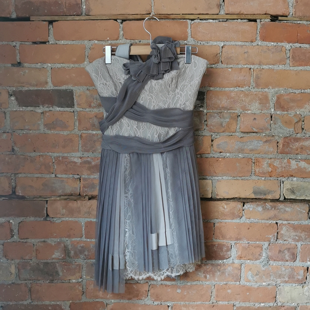 BCBG RUNWAY Limited Edition Lace Dress with Pleated Contrast